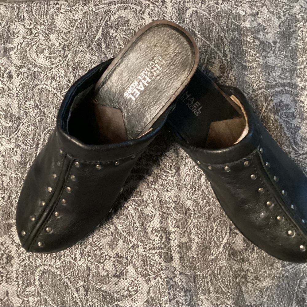 Michael Kors leather studded slip on clogs